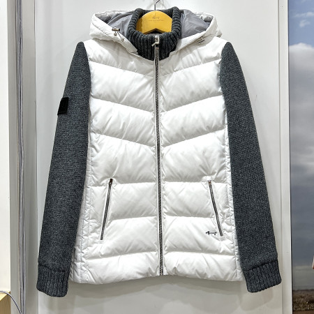 [행복한백화점][루이까스텔]기본핏 에리소매 니트 덕다운 점퍼 화이트 여성 7LEJP002