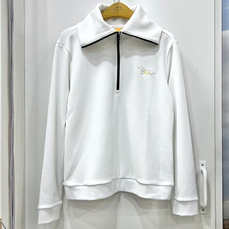 [행복한백화점][루이까스텔]와이드에리 반집업 체인자수 티셔츠 화이트 여성 7LETS003