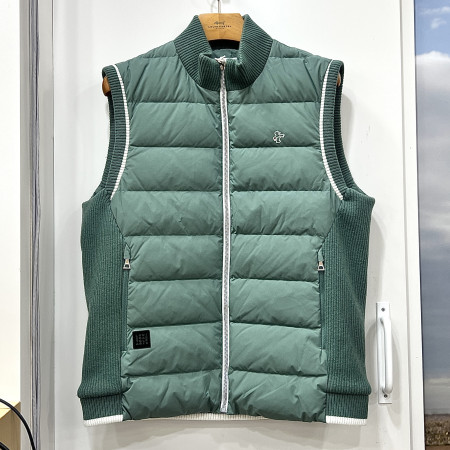 [행복한백화점][루이까스텔]니트배색 머스코비 덕다운 베스트 그린 남성 7MEJP010