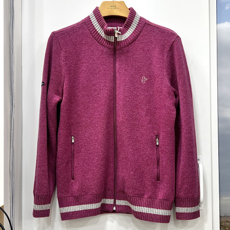 [행복한백화점][루이까스텔]배색 라인 방풍 풀 집업 울 스웨터 핑크 남성 7MESW001