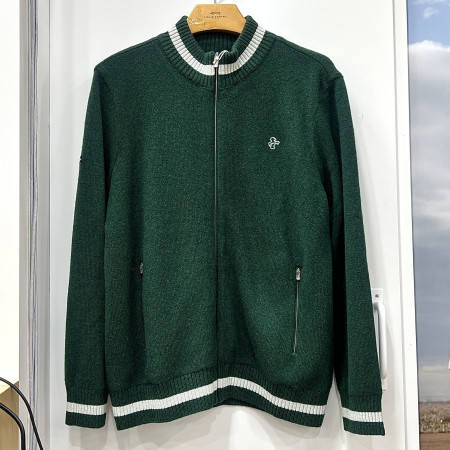 [행복한백화점][루이까스텔]배색 라인 방풍 풀 집업 울 스웨터 그린 남성 7MESW001