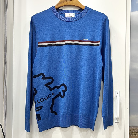 [행복한백화점][루이까스텔]아이루카 인타샤 얇은 스트라이프 니트 스웨터 블루 남성 7MESW904