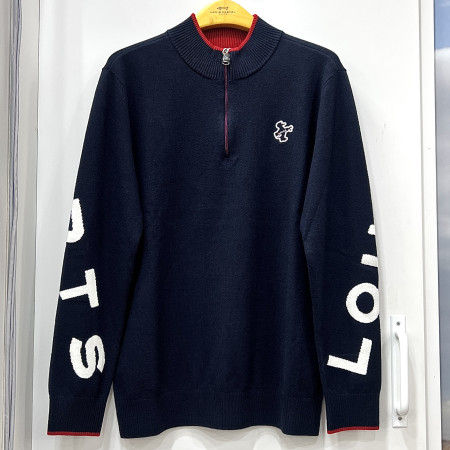 [행복한백화점][루이까스텔]소매 레터링 인타샤 하프 집업 스웨터 네이비 남성 7MESW004