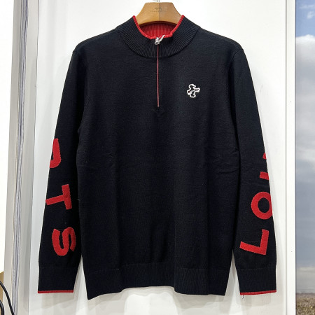 [행복한백화점][루이까스텔]소매 레터링 인타샤 하프 집업 스웨터 블랙 남성 7MESW004