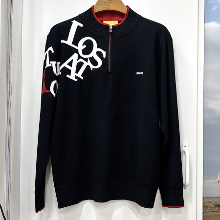 [행복한백화점][루이까스텔]시그니처 원 포인트 하프 집업 스웨터 블랙 남성 7MESW903