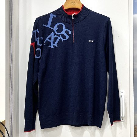 [행복한백화점][루이까스텔]시그니처 원 포인트 하프 집업 스웨터 네이비 남성 7MESW903