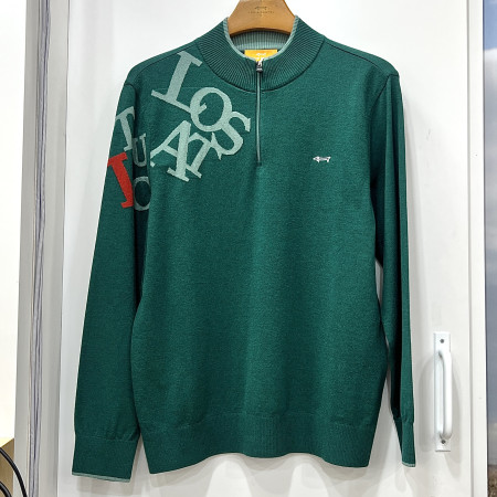 [행복한백화점][루이까스텔]시그니처 원 포인트 하프 집업 스웨터 그린 남성 7MESW903