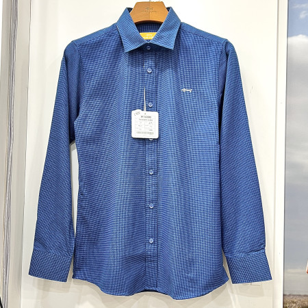 [행복한백화점][루이까스텔]잔체크 견보루 레터링 자수 셔츠 터키블루 남성 7MESH901
