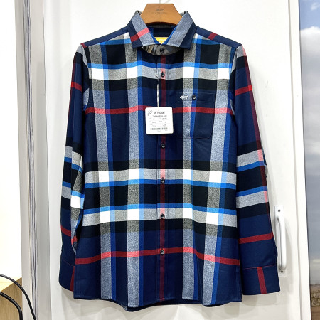 [행복한백화점][루이까스텔]빅체크 라운드 가슴포켓 셔츠 다크블루 남성 7MESH002