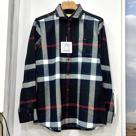 [행복한백화점][루이까스텔]빅체크 라운드 가슴포켓 셔츠 네이비 남성 7MESH002