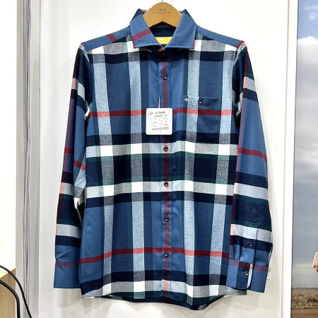 [행복한백화점][루이까스텔]빅체크 라운드 가슴포켓 셔츠 블루 남성 7MESH002