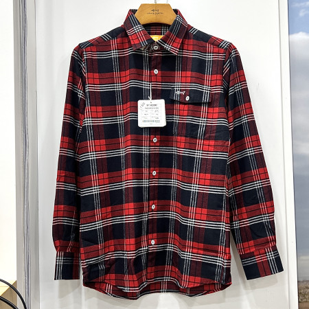 [행복한백화점][루이까스텔]체크 후다 라운드 가슴포켓 셔츠 레드 남성 7MESH902