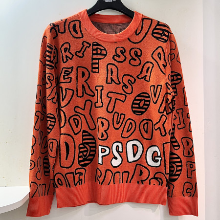[행복한백화점][파사디]영문 패턴 로고 라운드 니트 오렌지 남성 Q24FKP215M