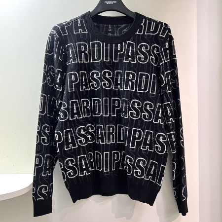 [행복한백화점][파사디]전체 로고 자카드 라운드 니트 블랙 남성 Q24FKP213M