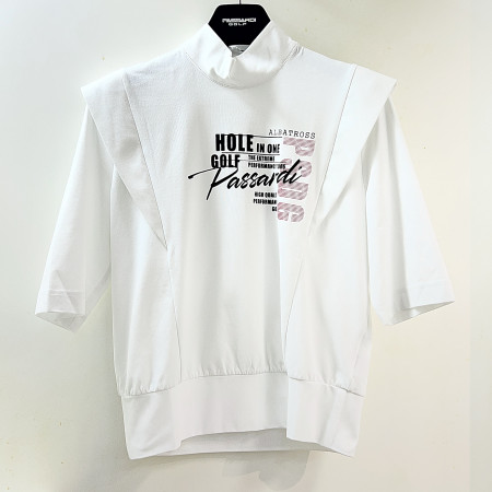 [행복한백화점][파사디]원포인트 5부소매 하이넥 티셔츠 화이트 여성 P25STP102M