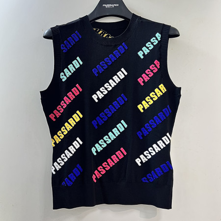 [행복한백화점][파사디]멀티칼라 라운드 니트 베스트 조끼 블랙 여성 P25SKV342M