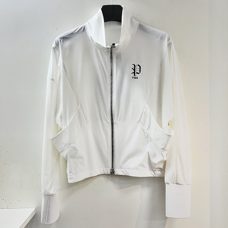 [행복한백화점][파사디]하이넥 드랍 소매 집업 점퍼 화이트 여성 P25SWJ701X