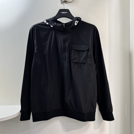 [행복한백화점][파사디]우븐 홑겹 후드 반집업 티셔츠 블랙 남성 Q25STP003M