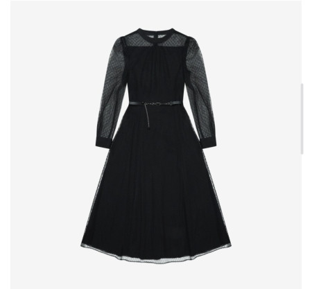 [행복한백화점][SI]메쉬 에이라인 벨티드 원피스   SKOAB2502