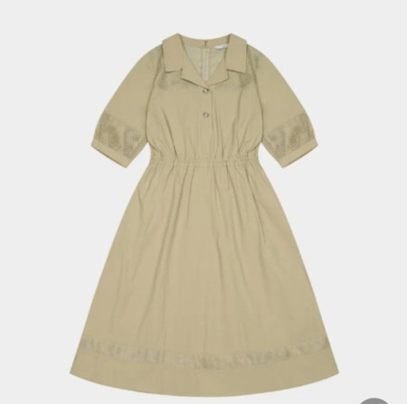 [행복한백화점][SI]매쉬 디테일 밴딩 카라 원피스  SKOAD2539