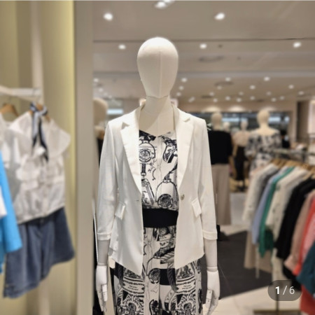 [행복한백화점][SI]백쉬폰 배색 셔링 자켓  SKJAE2140