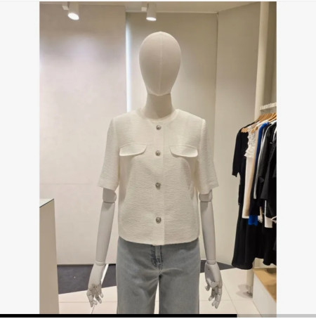 [행복한백화점][SI]배색 트위드 반팔 자켓  SKJAE2141