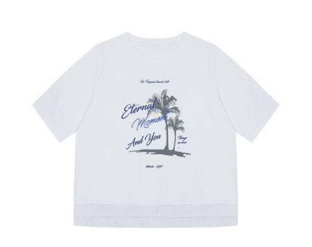 [행복한백화점][SI]레터링 프린트 스트링 반팔 티셔츠 SKIBE2818