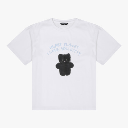 [행복한백화점][더데이걸]고양이 인형 박시 반팔티  TGRA25513