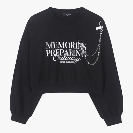 [행복한백화점][더데이걸]체인 장식 크롭 스웻셔츠  TGMA25805