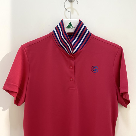 [행복한백화점][그린조이] 카라 배색 솔리드 반팔 티셔츠 핑크 여성 GK20KP02W