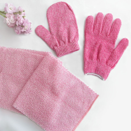 코튼랩 친환경 때밀이장갑 때수건 손가락 목욕장갑 2P 핑크