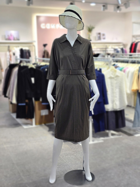 [행복한백화점][꼼빠니아] 가을 여성 스트라이프 원피스 (브라운,그레이) CAFF8-WOP110