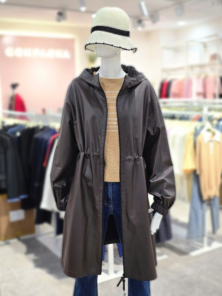 [행복한백화점][꼼빠니아]여성 가을 양가죽 후드 하프기장 점퍼(브라운,블랙)CZFW0 WLH010